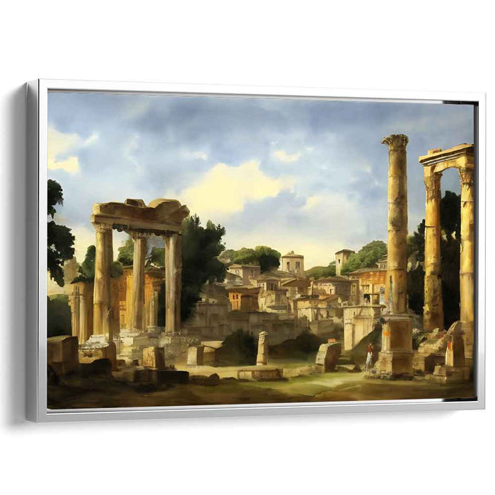 Eternal Echoes of Timelessness: Classical Roman Ruins in Golden Light Canvas Art