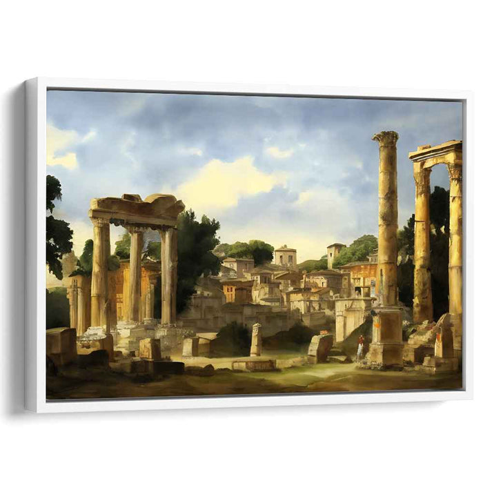 Eternal Echoes of Timelessness: Classical Roman Ruins in Golden Light Canvas Art
