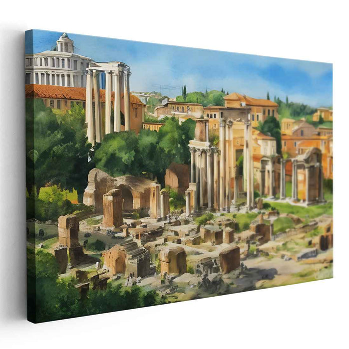 Forum Echoes: Serene Roman Forum Landscape Canvas Art