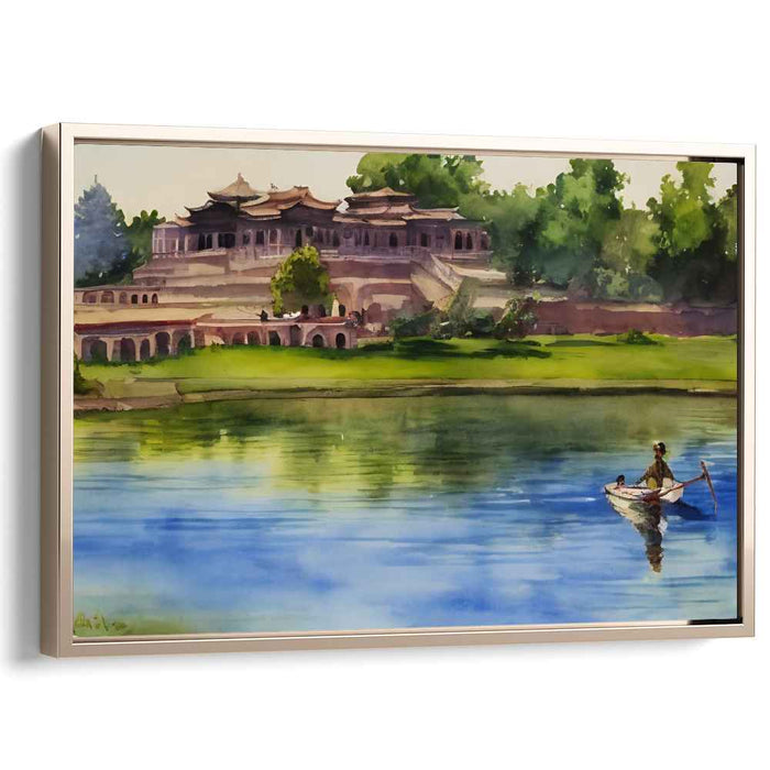 Tranquil Waterside Palette: Riverside Serenity in Watercolor