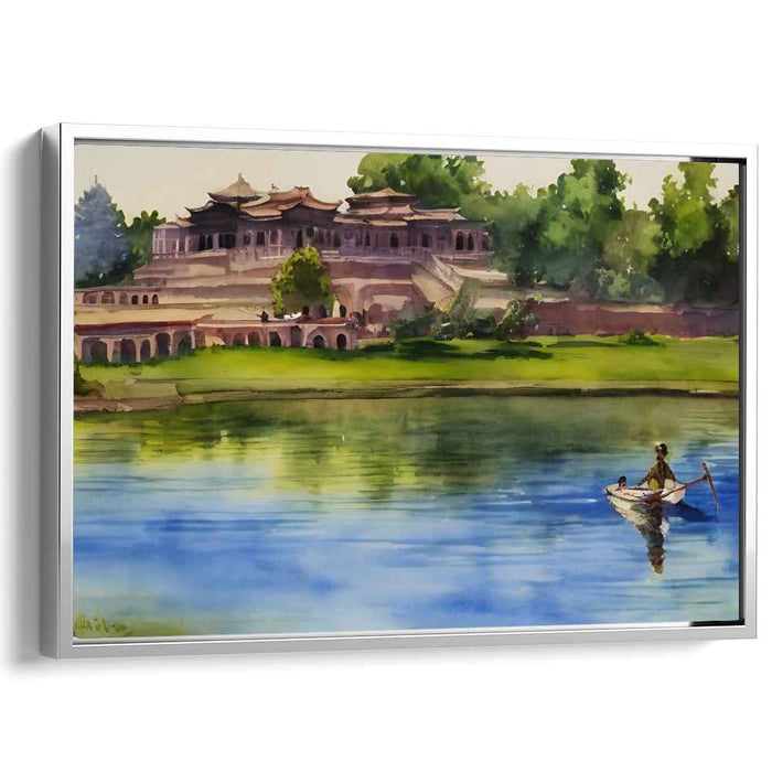 Tranquil Waterside Palette: Riverside Serenity in Watercolor