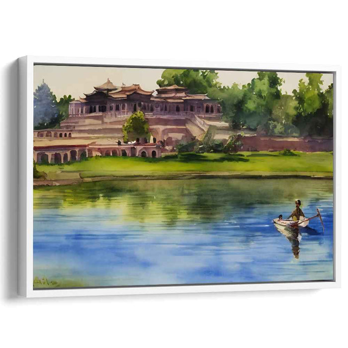 Tranquil Waterside Palette: Riverside Serenity in Watercolor