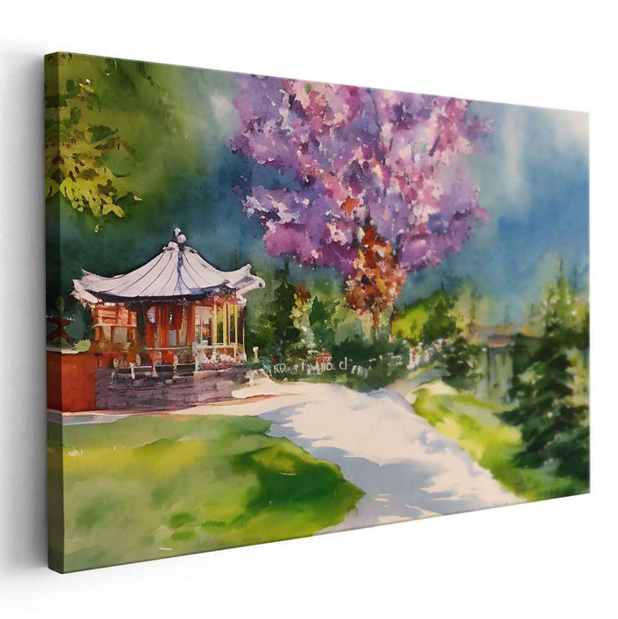 Pastel Park Daydream: Impressionist Watercolor of a Serene Park