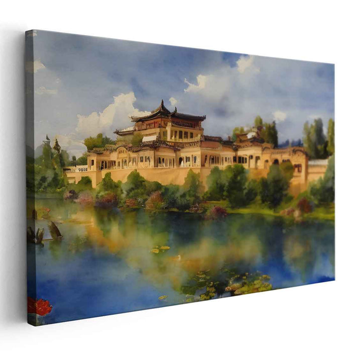 Empress Gardens: Chinese Palace Watercolor Landscape
