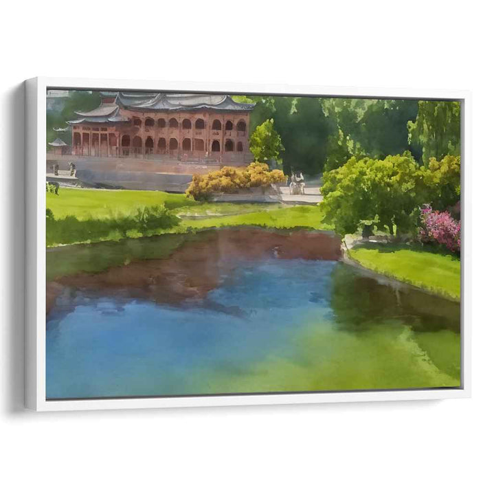 Zen Brushstroke Harmony: Serene East Asian Landscape Watercolor Art Print