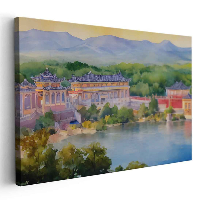 Zen Garden Harmony: Majestic Asian Landscape Canvas Art