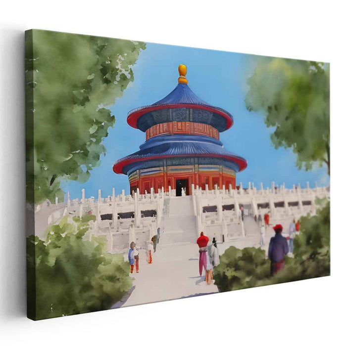 Heavenly Reflections: The Temple of Heaven Captured in Watercolor