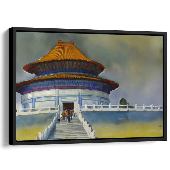 Mystical Morning at the Temple of Heaven: A Serene Watercolor Masterpiece