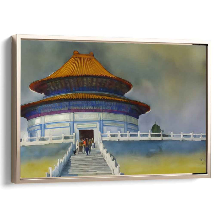 Mystical Morning at the Temple of Heaven: A Serene Watercolor Masterpiece