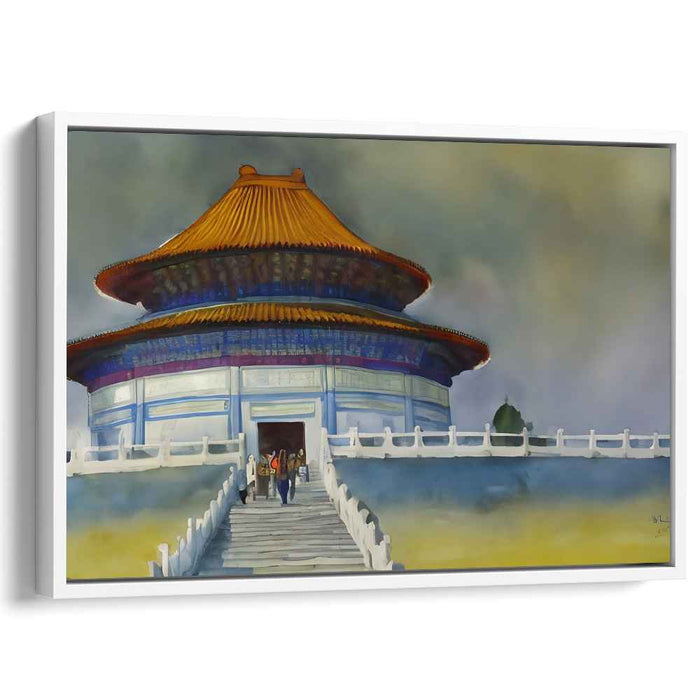Mystical Morning at the Temple of Heaven: A Serene Watercolor Masterpiece