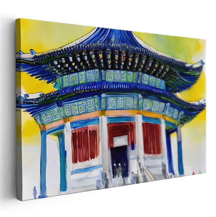 Aqua Veil Mirage: Watercolor Impressionist Canvas Art Print