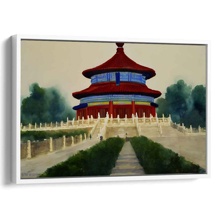 Whispers Of Ancient Mist: Temple of Heaven in Misty Watercolor