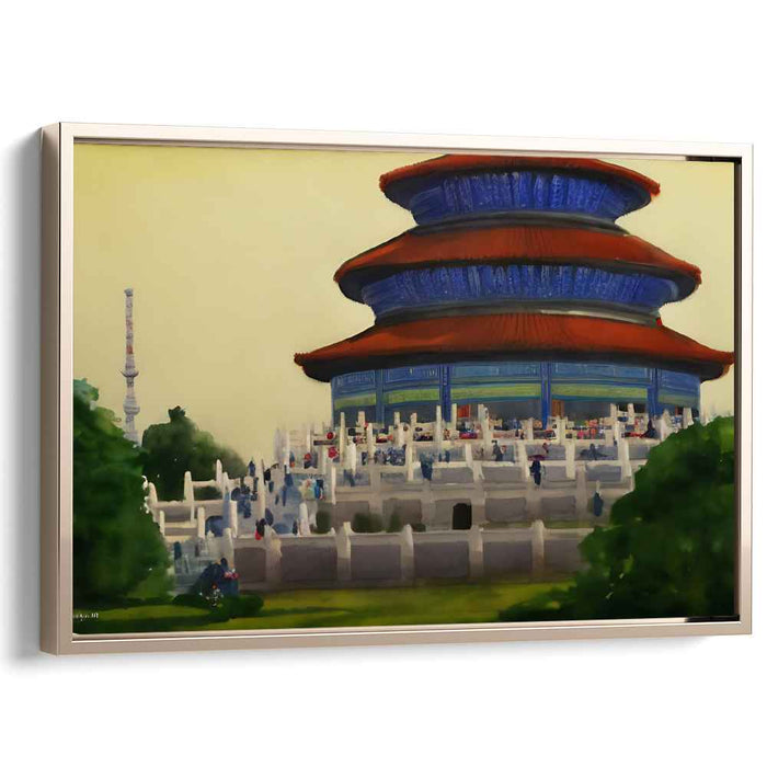 Heavenly Blues: Serene Temple of Heaven Canvas Art