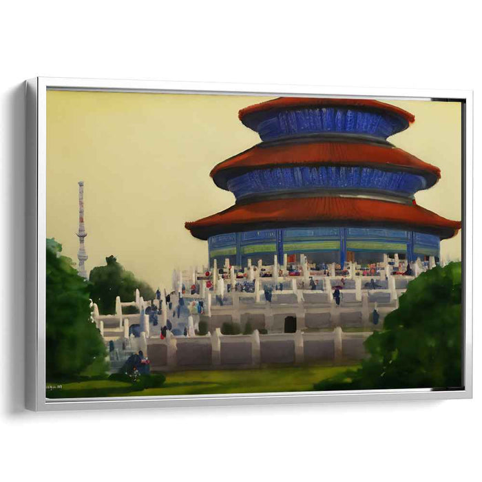 Heavenly Blues: Serene Temple of Heaven Canvas Art