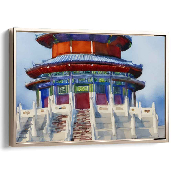 Whispering Rainbow Sanctuary: Dreamy Watercolor Pagoda in Vibrant Hues