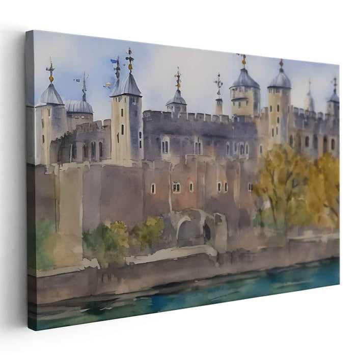 Marine Fortress: Watercolor Castle Landscape