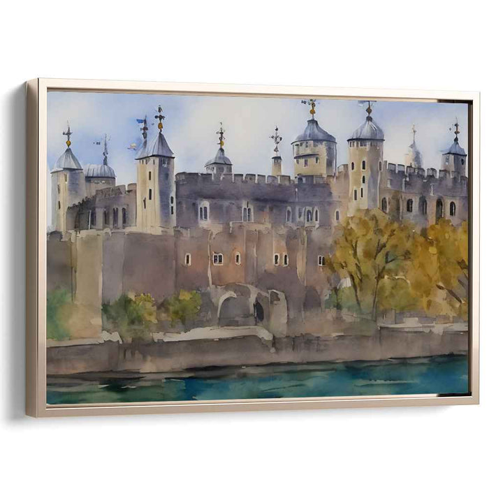 Marine Fortress: Watercolor Castle Landscape