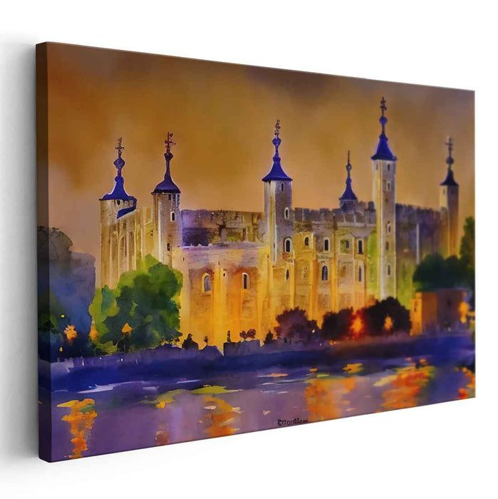 Spectral Fortress: A Watercolor Vision of a Majestic Castle