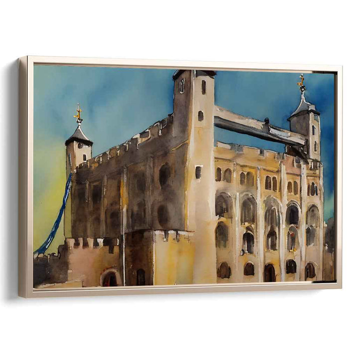 Regal Repose: Historic Castle Watercolor Painting