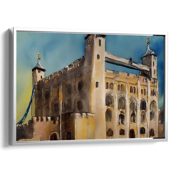 Regal Repose: Historic Castle Watercolor Painting