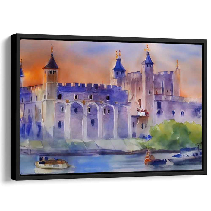 Ethereal Castle Dreamscape: Serene Watercolor Landscape of Historical Grandeur