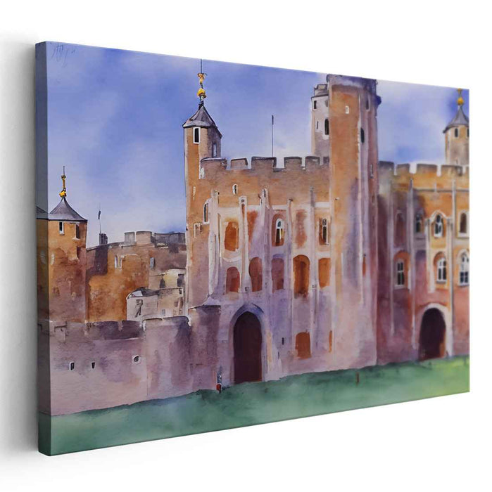 Whispers Of Citadel Love: Romantic Watercolor Painting of Historic Fortress
