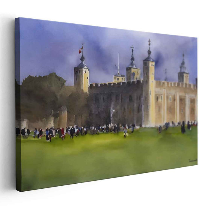 Inkling Towers Near Thames: Watercolor of the Tower of London