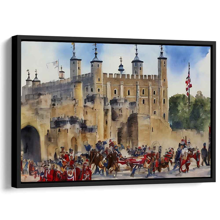 Historic Procession: Watercolor Castle Ceremony Canvas Art Print