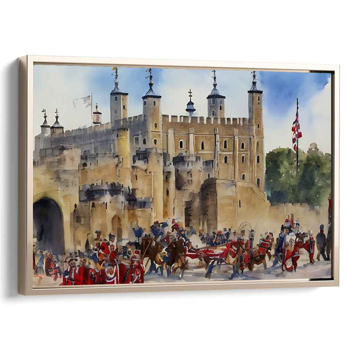Historic Procession: Watercolor Castle Ceremony Canvas Art Print