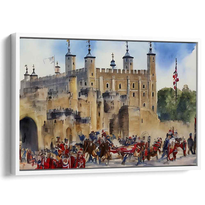 Historic Procession: Watercolor Castle Ceremony Canvas Art Print