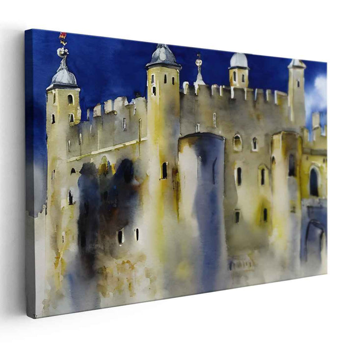 Whispering Misty Mountains: Dreamy Watercolor Landscape Canvas Art Print