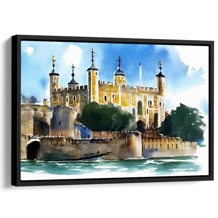 Whispers Of Misty Towers: Watercolor Castle by the Riverside