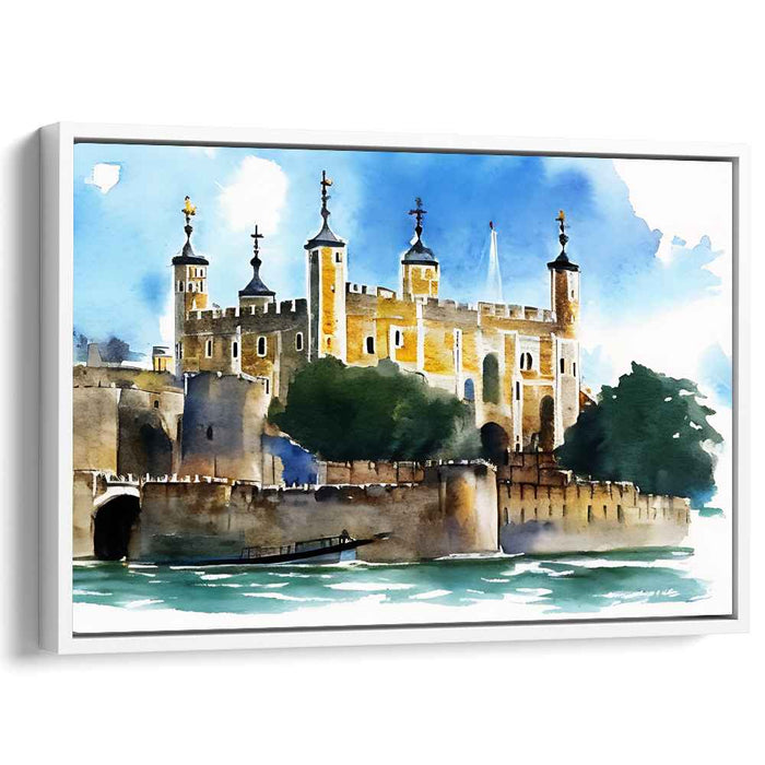 Whispers Of Misty Towers: Watercolor Castle by the Riverside
