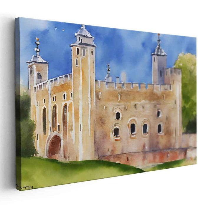 Aquarelle Urban Symphony: Watercolor Architectural Marvel