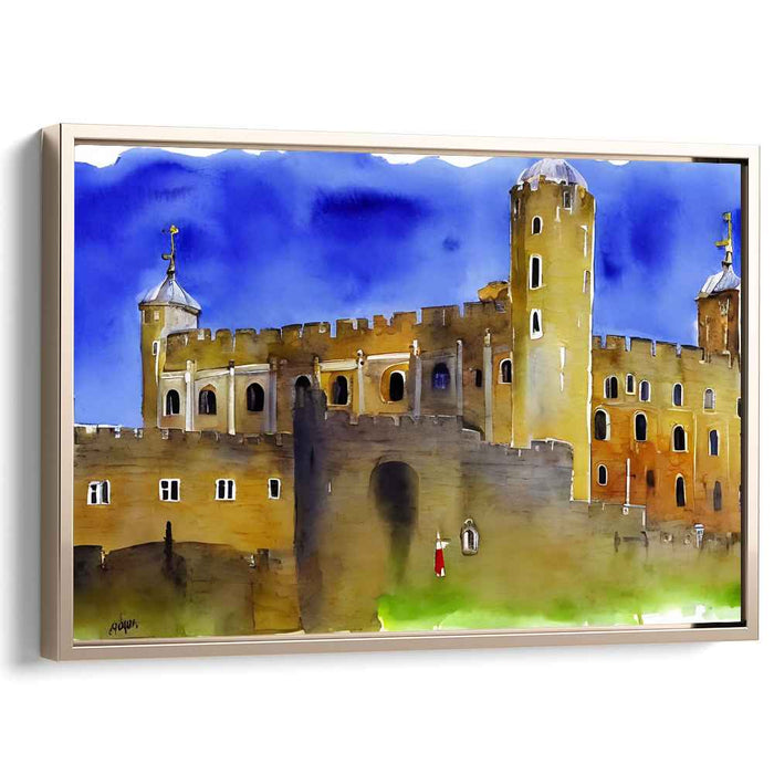 Whispers Of Castle Dreams: Romantic Watercolor Castle Landscape Art Print