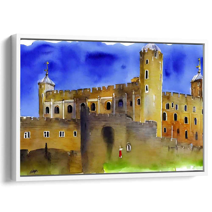 Whispers Of Castle Dreams: Romantic Watercolor Castle Landscape Art Print