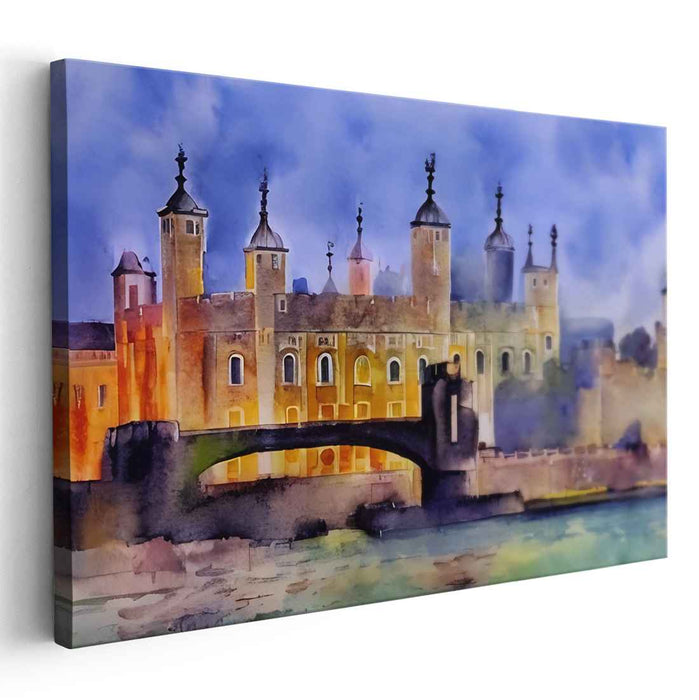 Aqueous Echoes of Timelessness: Watercolor Dreamscape of Historical Grandeur