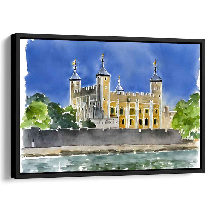 Whispering Rooftops Serenade: Watercolor Architectural Landscape