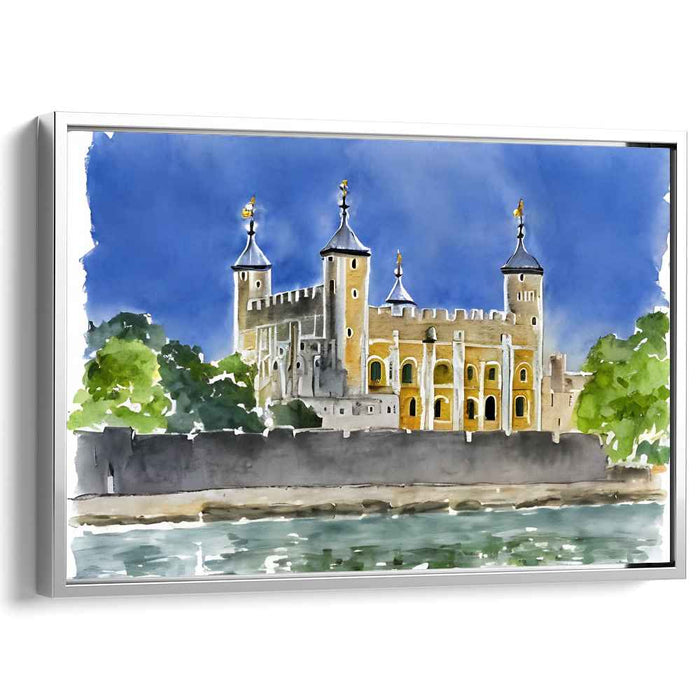 Whispering Rooftops Serenade: Watercolor Architectural Landscape