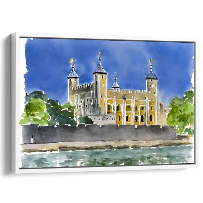 Whispering Rooftops Serenade: Watercolor Architectural Landscape