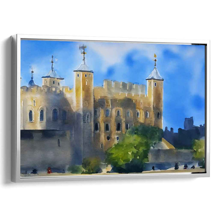 Mystical Citadel Dreamscapes: Watercolor Impression of Timeless Castle Architecture