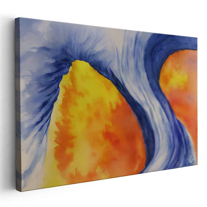 Azure Serenade Symphony: Abstract Harmony in Blue and Orange Canvas Art Print