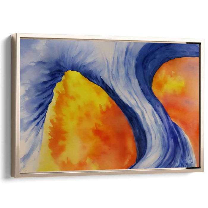 Azure Serenade Symphony: Abstract Harmony in Blue and Orange Canvas Art Print
