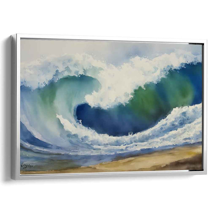 Ripple Flow Mirage: Dynamic Watercolor Seascape Canvas Art Print