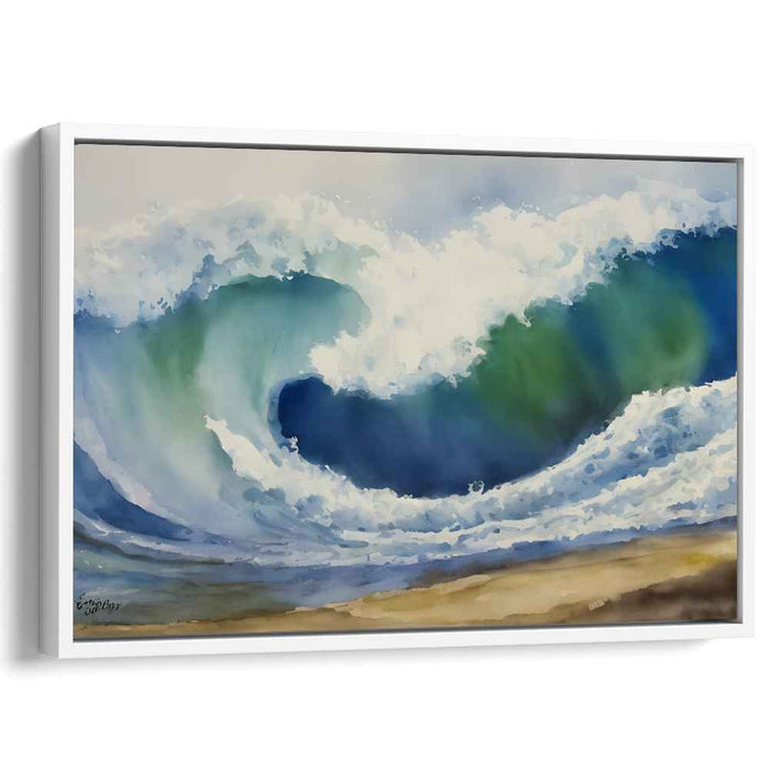 Ripple Flow Mirage: Dynamic Watercolor Seascape Canvas Art Print