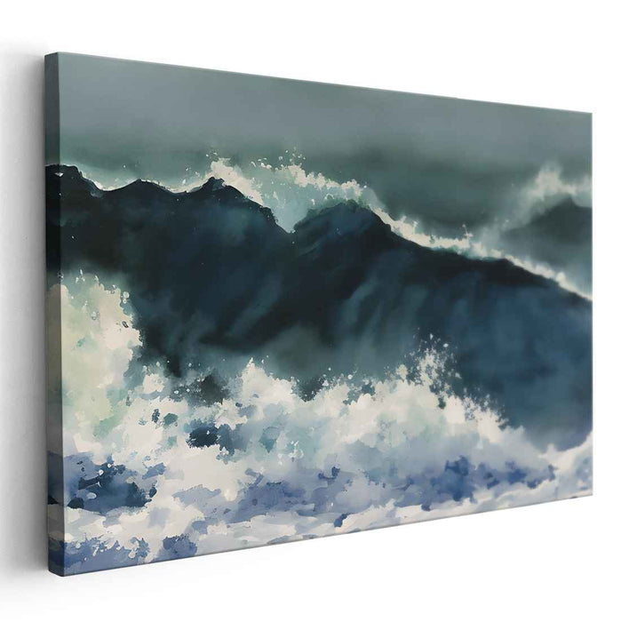 Deep Sea Roar: Ocean's Fury in Deep Blue Canvas Art Print