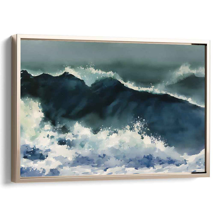 Deep Sea Roar: Ocean's Fury in Deep Blue Canvas Art Print