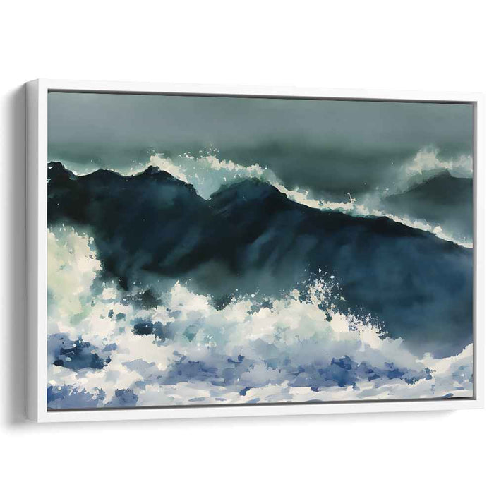 Deep Sea Roar: Ocean's Fury in Deep Blue Canvas Art Print