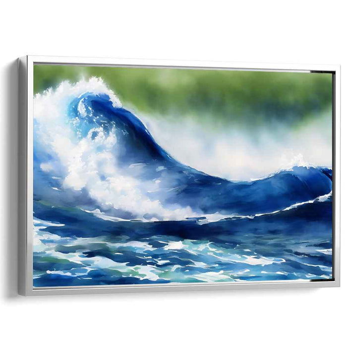 Whispers in Ocean Depths: Dramatic Blue and Green Seascape Canvas Art Print