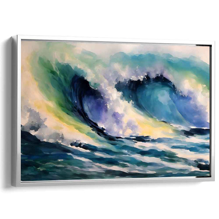 Ebb and Flow Ecstasy: Dynamic Waves Crashing Seascape Canvas Art Print